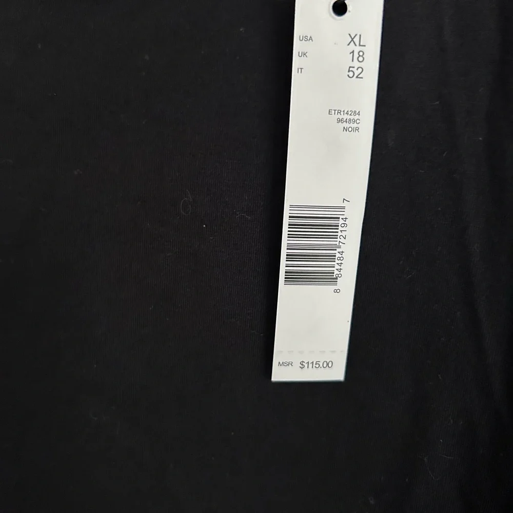 NWT Elie Tahari Black Long Sleeve Square Neck Knit Top Size XL